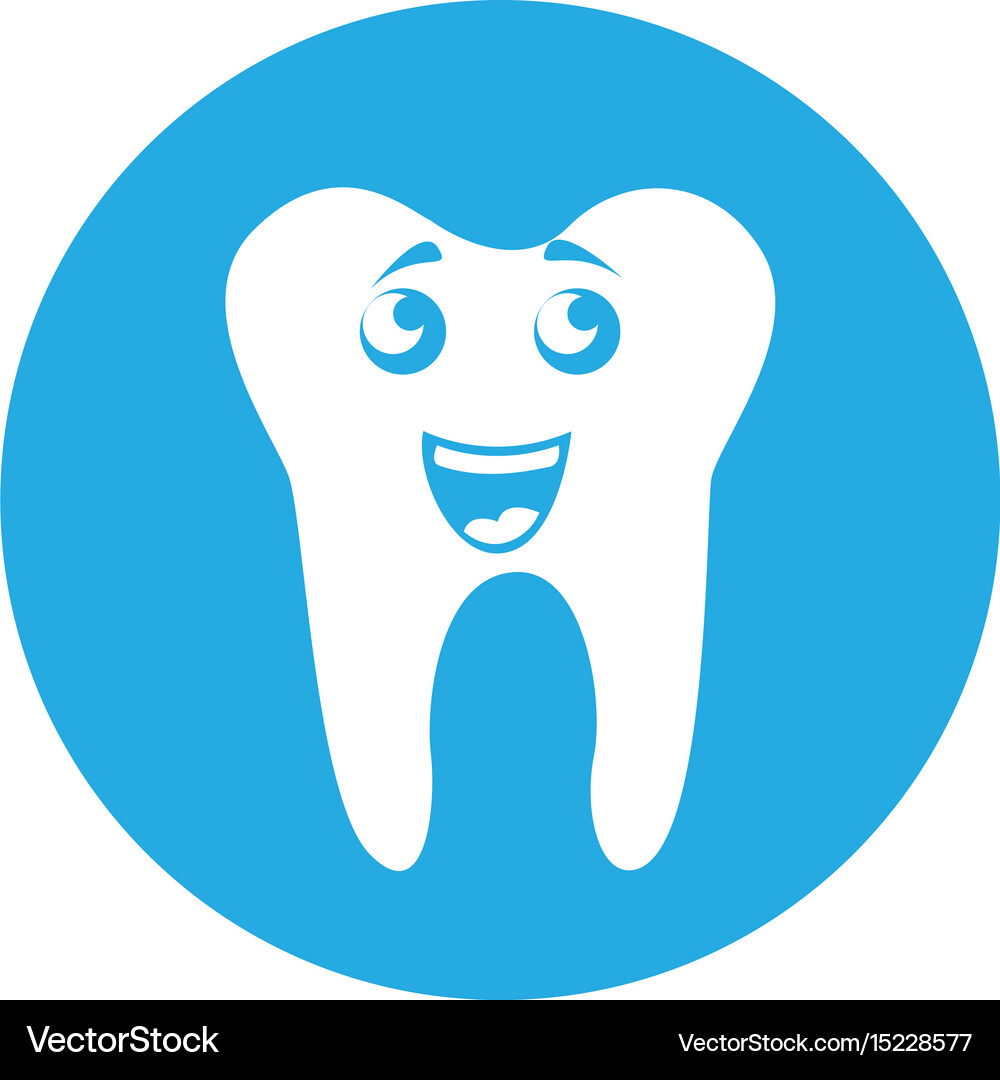Round icon tooth cartoon Royalty Free Vector Image