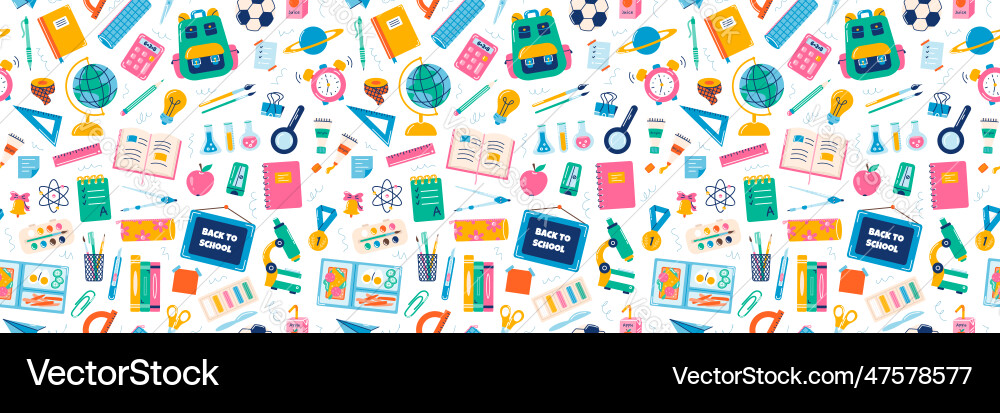 School supplies seamless pattern back Royalty Free Vector