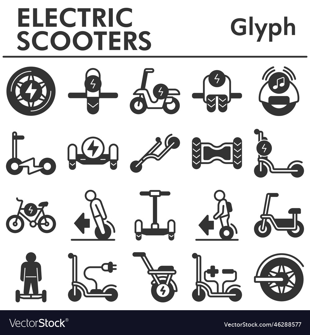 Set electric scooters icons 1 Royalty Free Vector Image