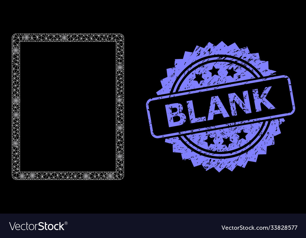 Textured blank stamp and bright web mesh empty vector image Textured blank stamp and bright web mesh empty