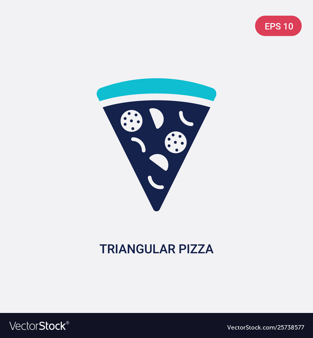 Two color triangular pizza slice icon from food vector image Two color triangular pizza slice icon from food