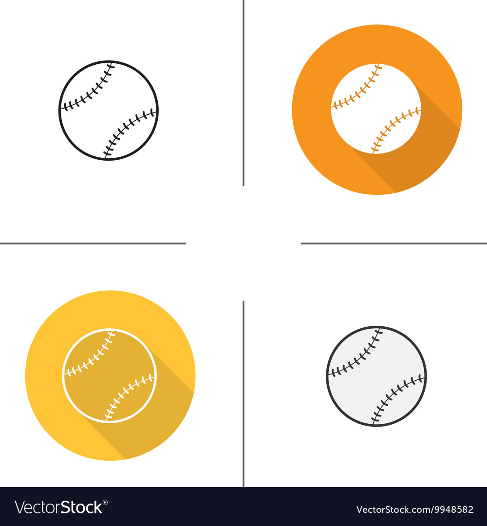 Baseball Ball Icons - Flat Style