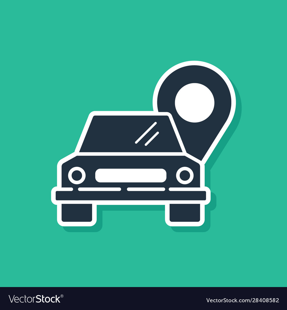 Blue map pointer with taxi icon isolated on green Vector Image Blue map pointer with taxi icon isolated on green