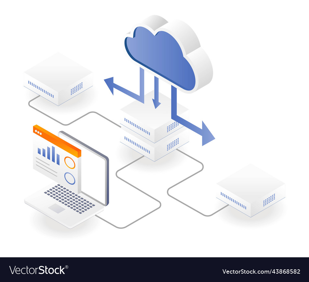 Cloud server data analytics platform vector image Cloud server data analytics platform
