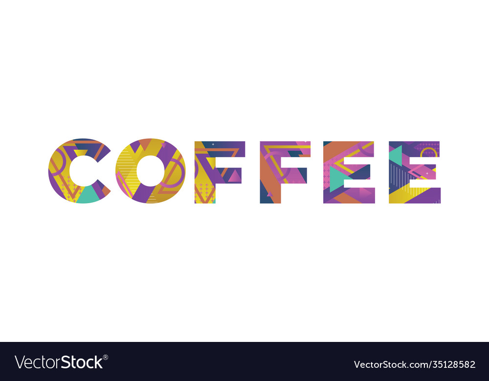 Coffee concept retro colorful word art