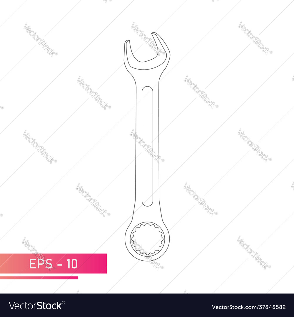 Combination wrench for nuts linear design Vector Image Combination wrench for nuts linear design