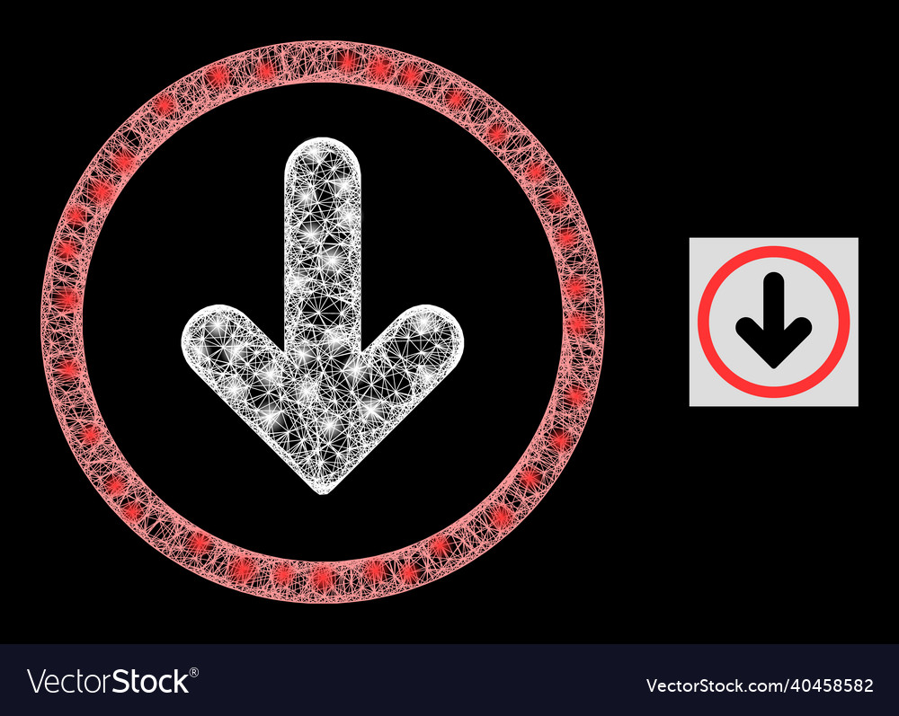 Constellation intersected mesh down pointer icon vector image Constellation intersected mesh down pointer icon