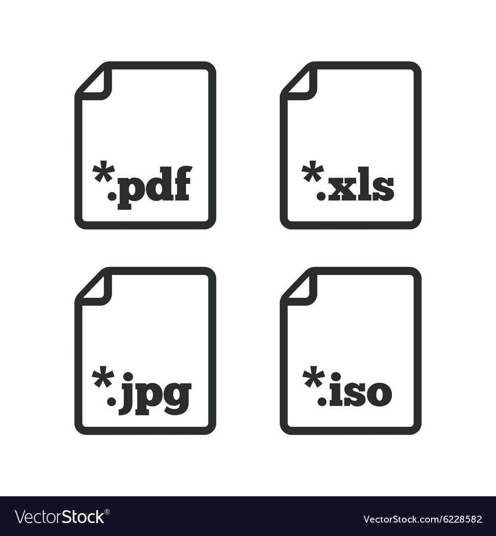 Document signs file extensions symbols Royalty Free Vector