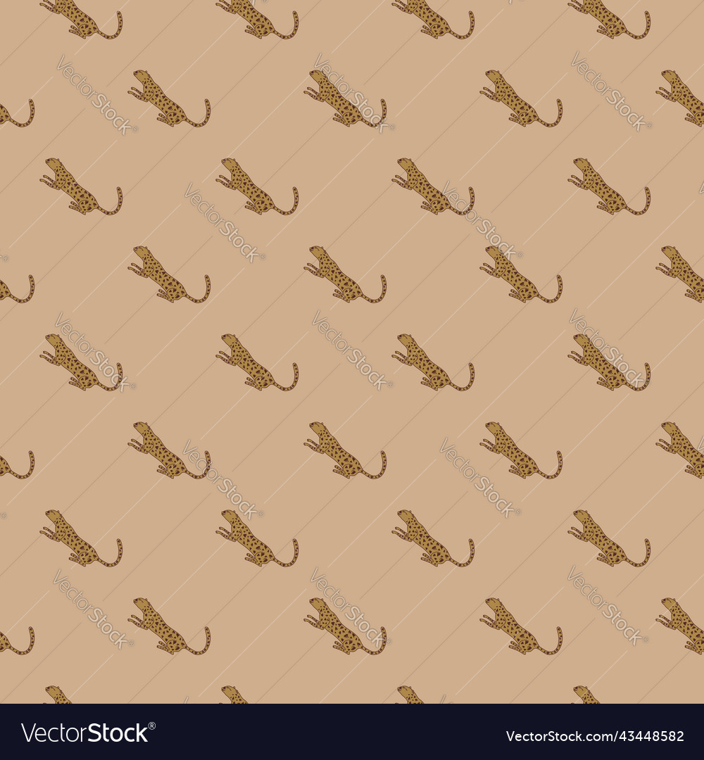 Doodle cheetah seamless pattern hand drawn cute vector image Doodle cheetah seamless pattern hand drawn cute