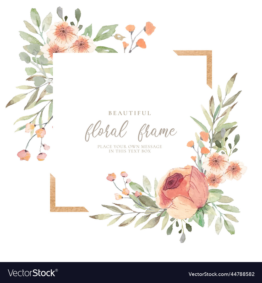 Elegant floral frame with watercolor flowers