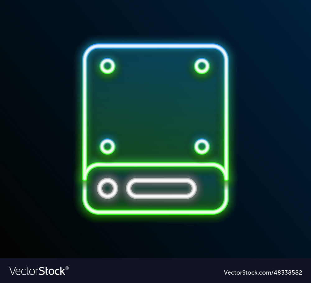 Glowing neon line server data web hosting icon