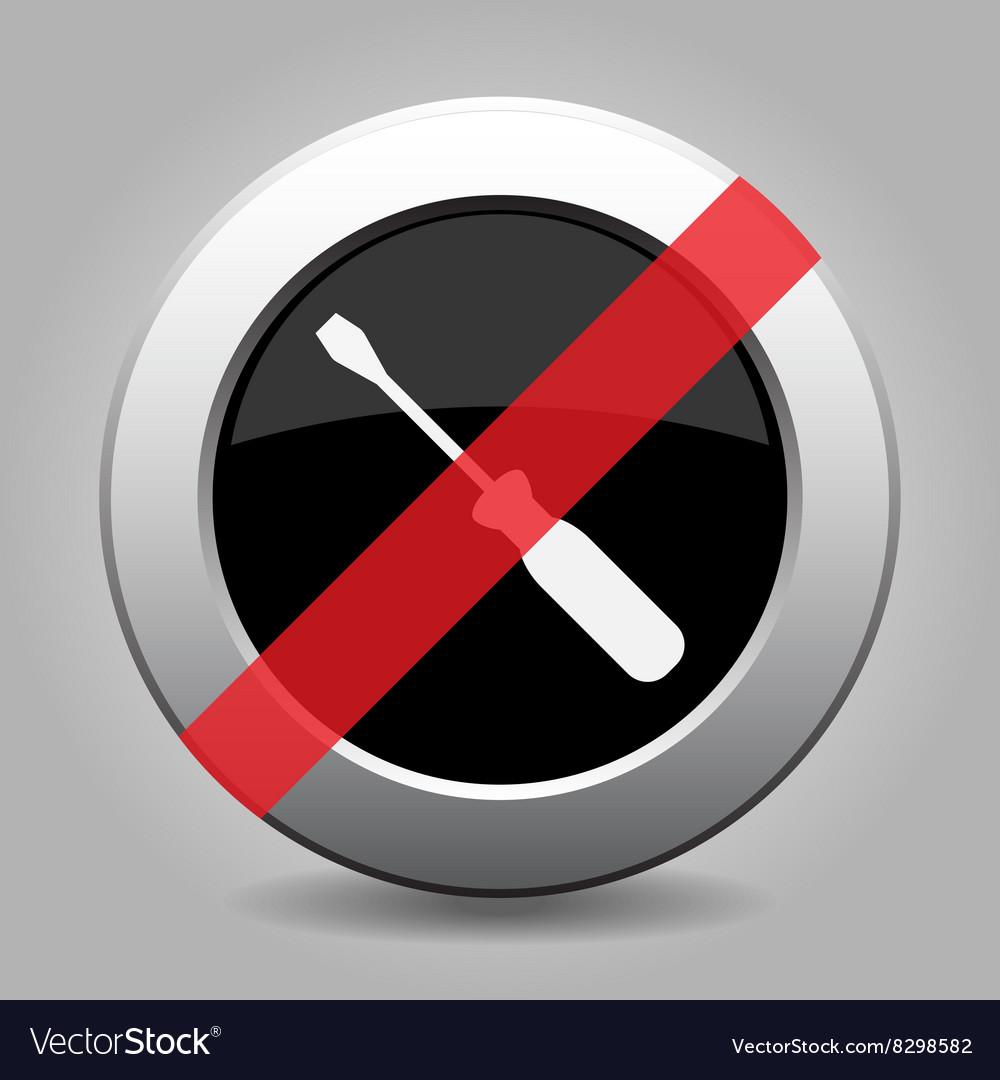 Gray chrome button no screwdriver Royalty Free Vector
