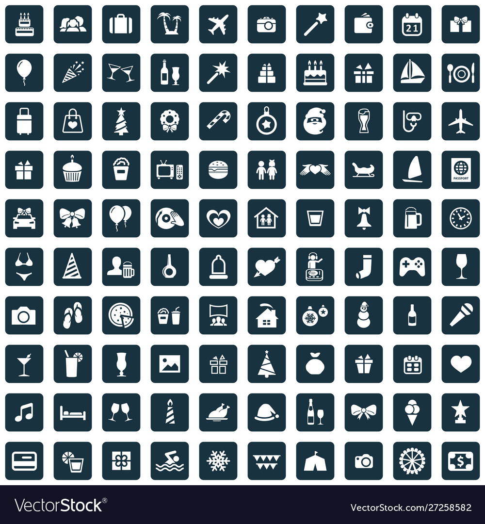 Holiday 100 icons universal set for web and ui