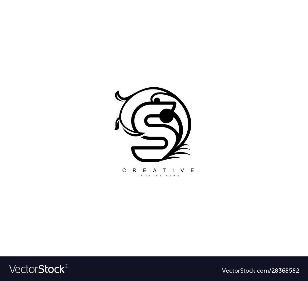 Initial letter s rounded linked monogram unique