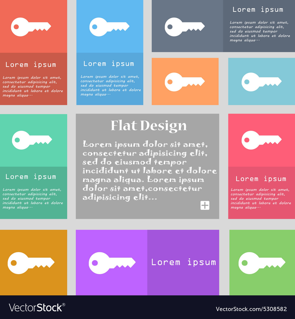 Key icon sign set multicolored buttons