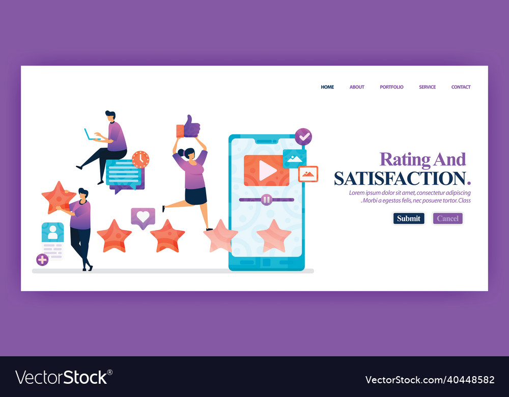 Landing page design of satisfaction rating