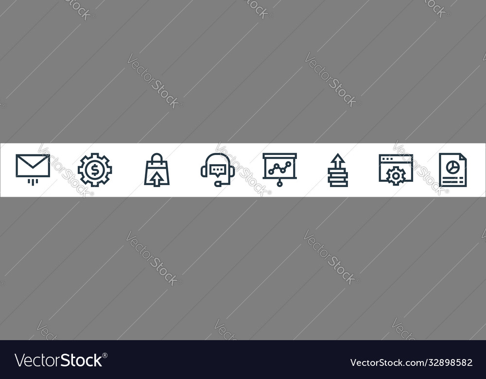 Marketing und Wachstumslinie Icons linear Set