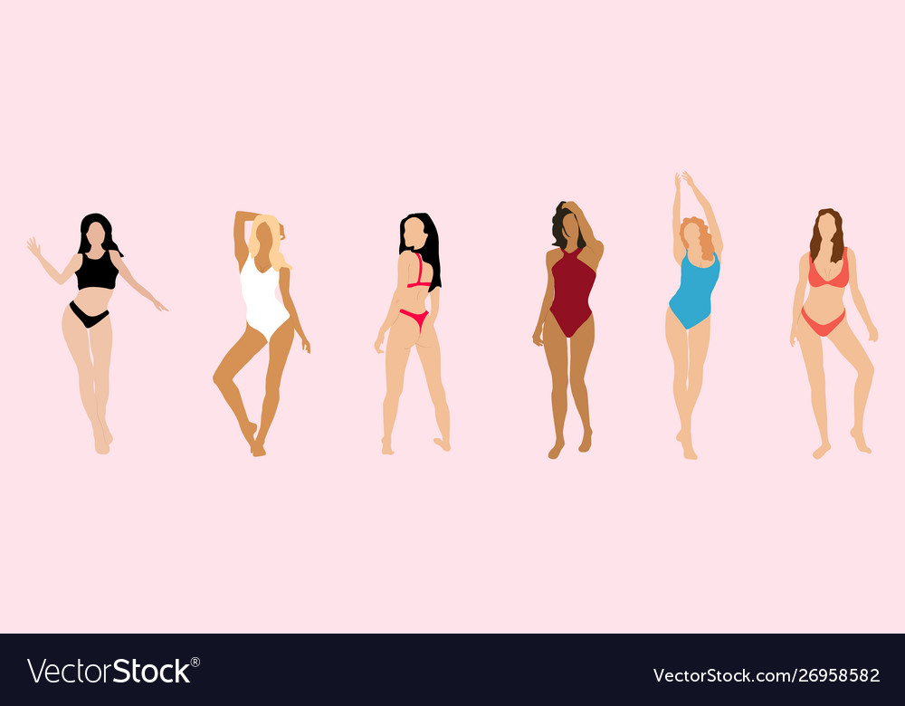 Multiracial women in swimsuits