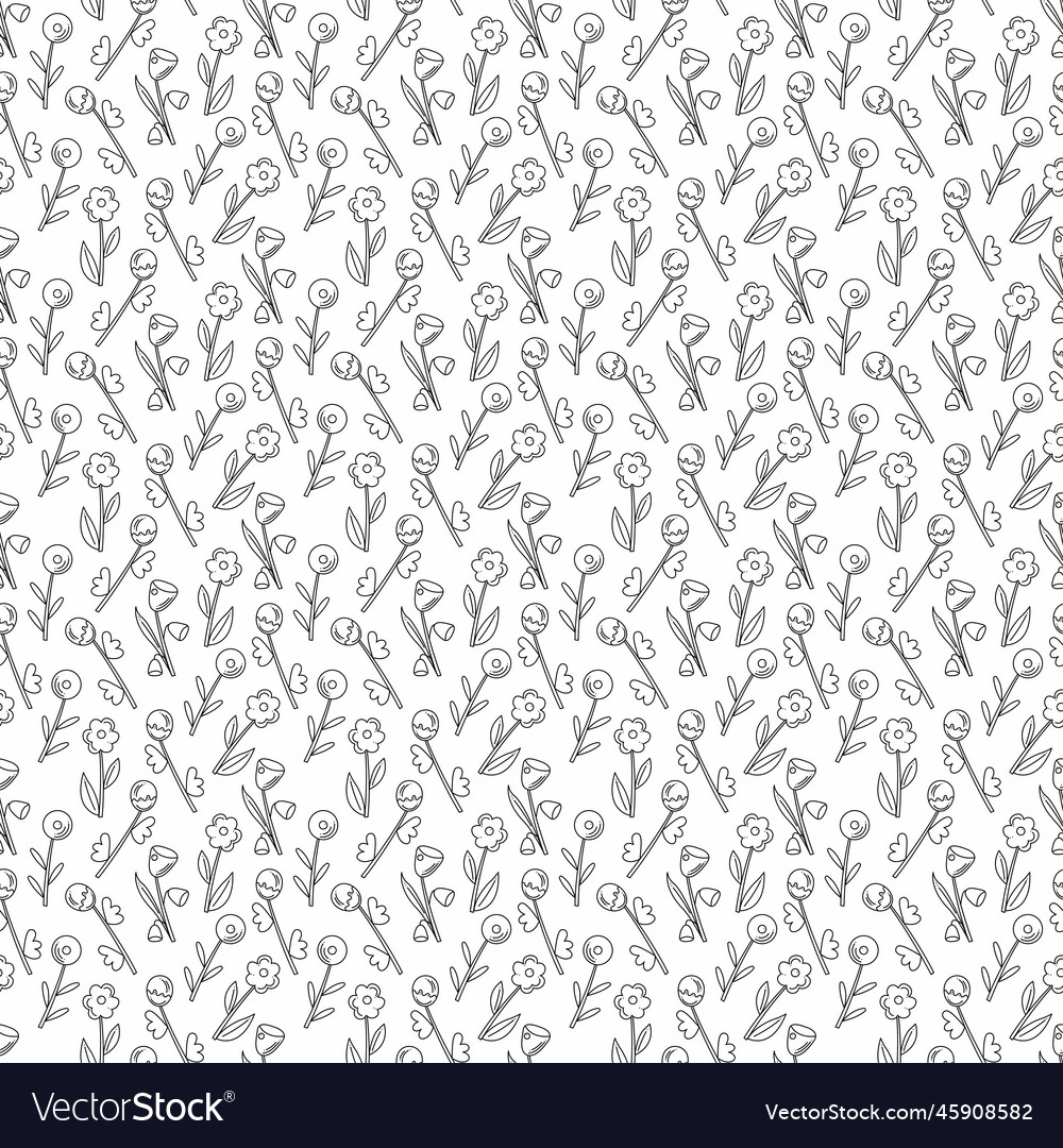 Seamless pattern with 4 flower abstracts