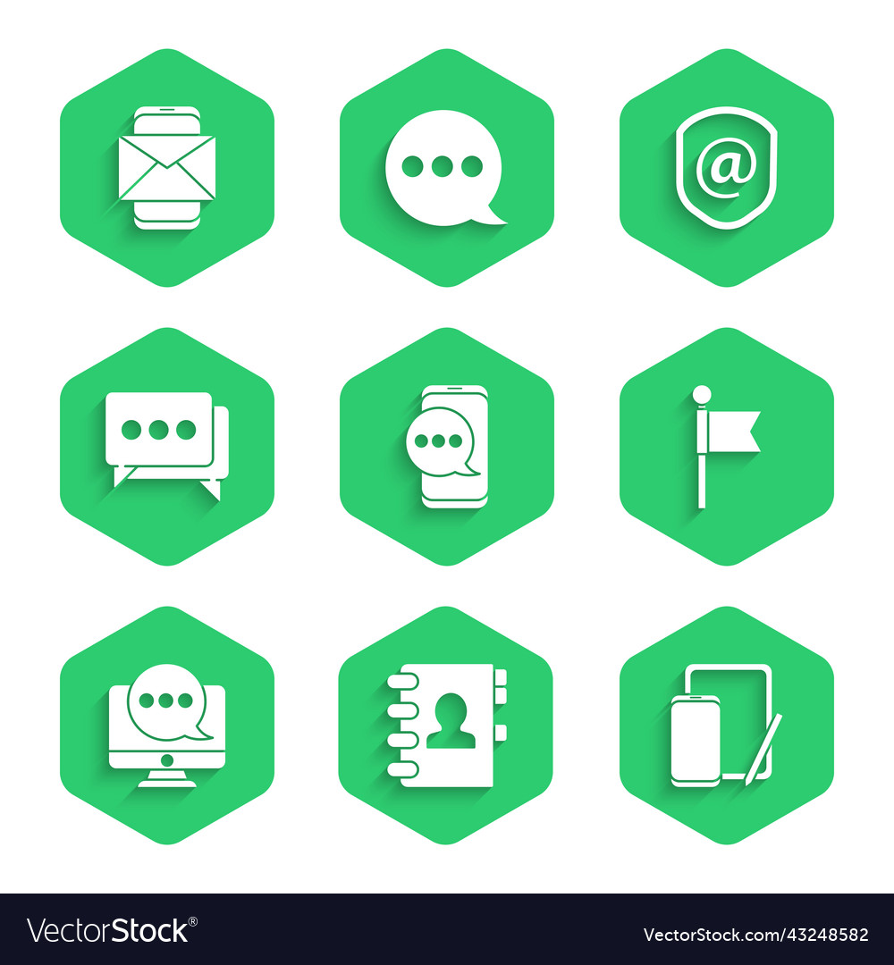 Set chat messages notification on phone address vector image Set chat messages notification on phone address