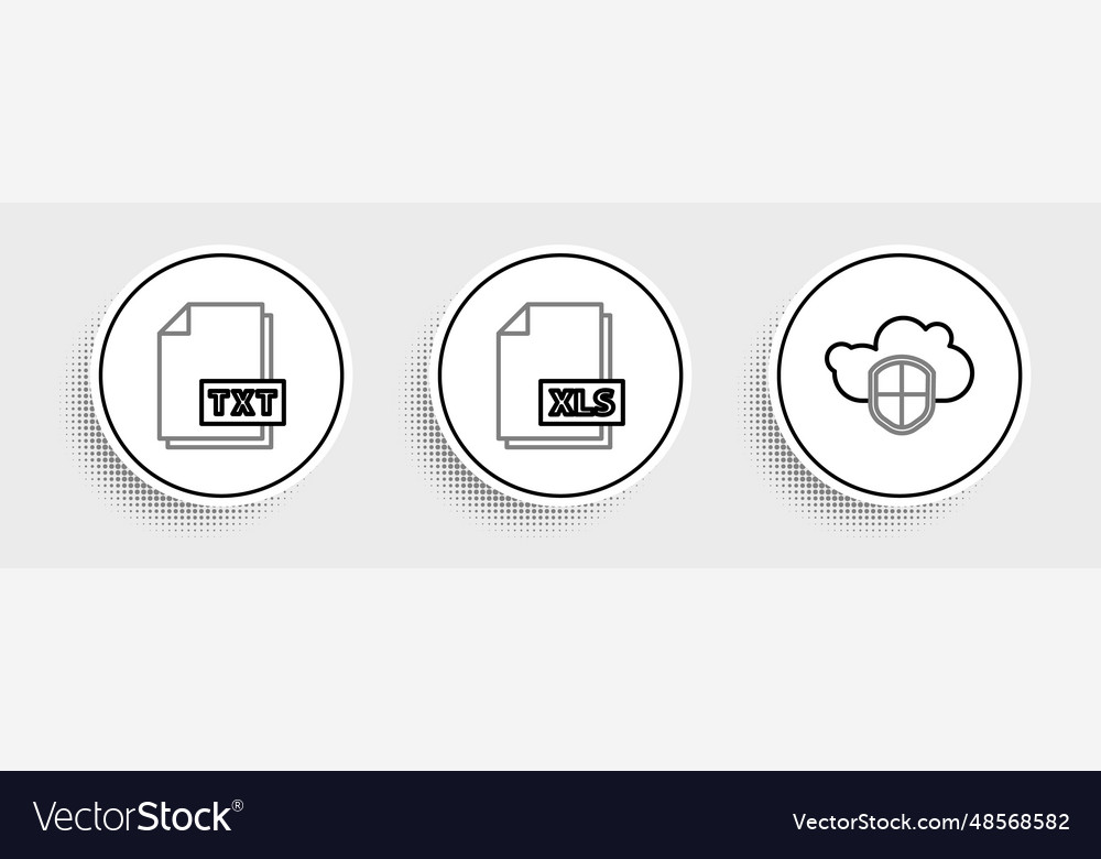 Set line cloud and shield txt file document vector image Set line cloud and shield txt file document
