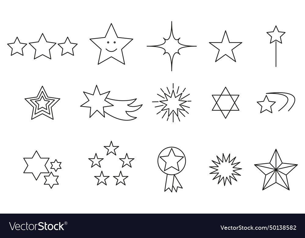 Star web icons in line style rating firework