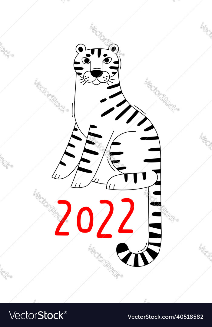 Tiger Is The Zodiac Symbol Of The 2022 New Vector Image