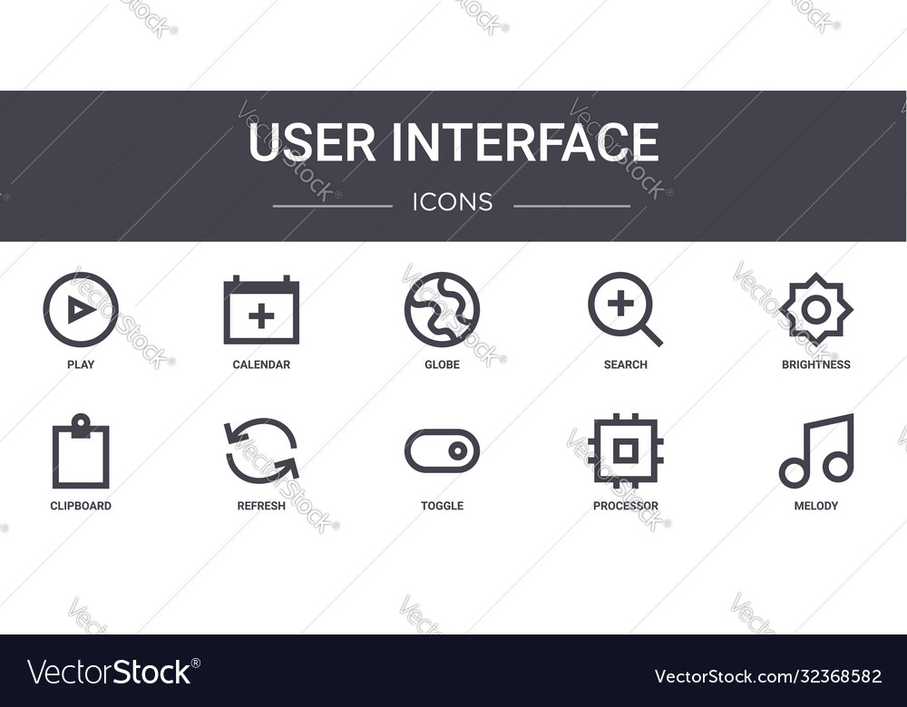 User interface concept line icons set contains Vector Image User interface concept line icons set contains