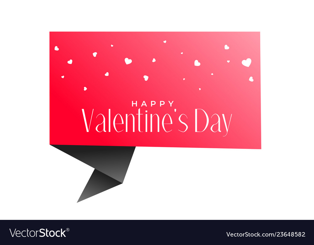 Valentines Day Origami Chat Bubble And Hearts Vector Image