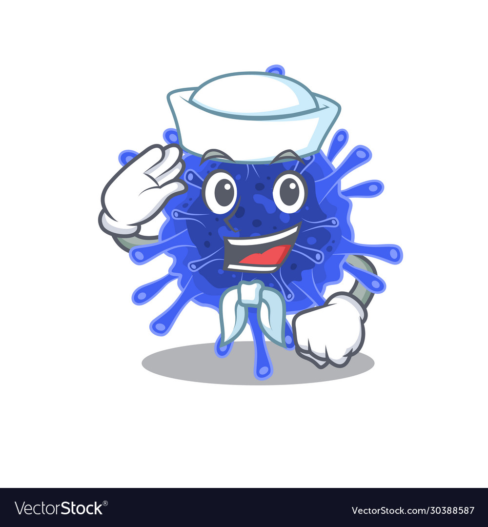 Bacteria coronavirus sailor cartoon wearing hat