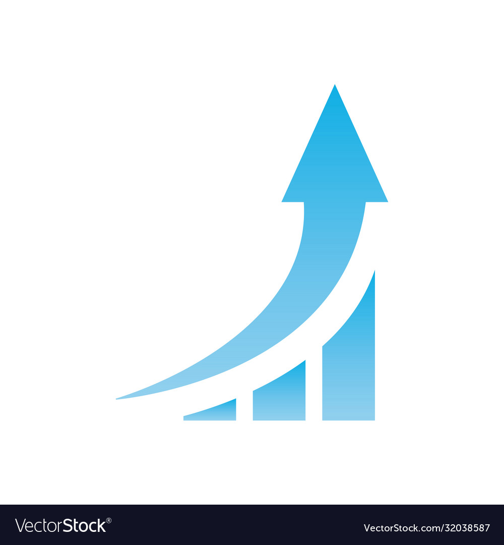 Bars chart with increase arrow gradient style icon