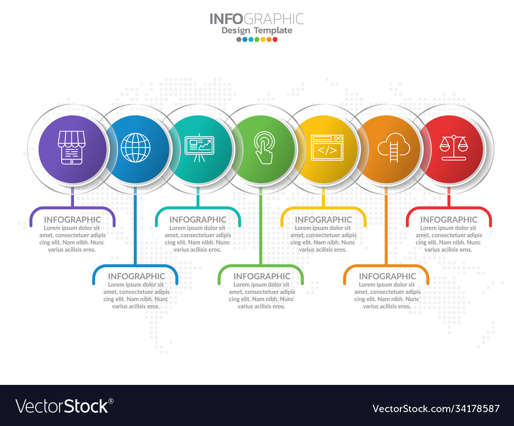 Business 7 step process chart infographics Vector Image