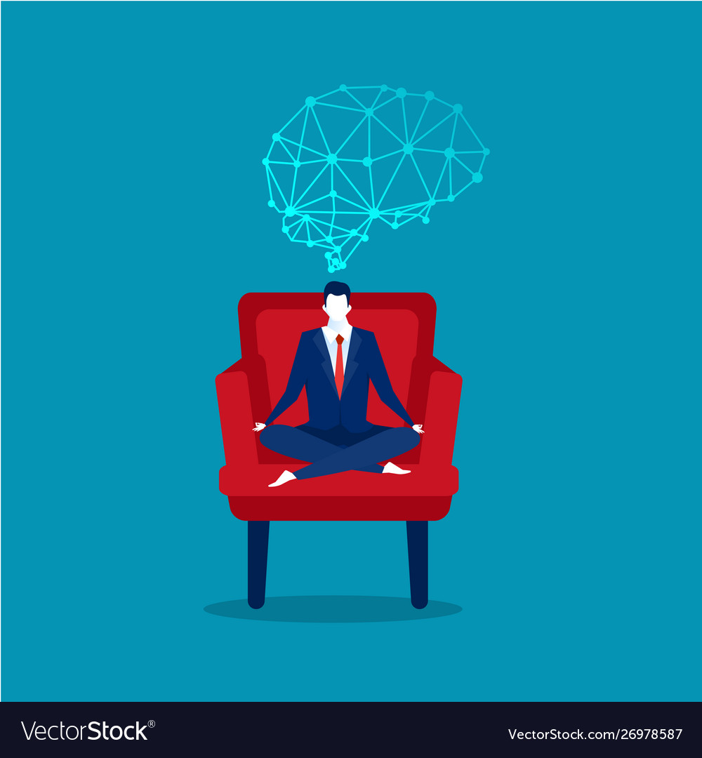 Businessman sitting lotus pose in office chair Vector Image