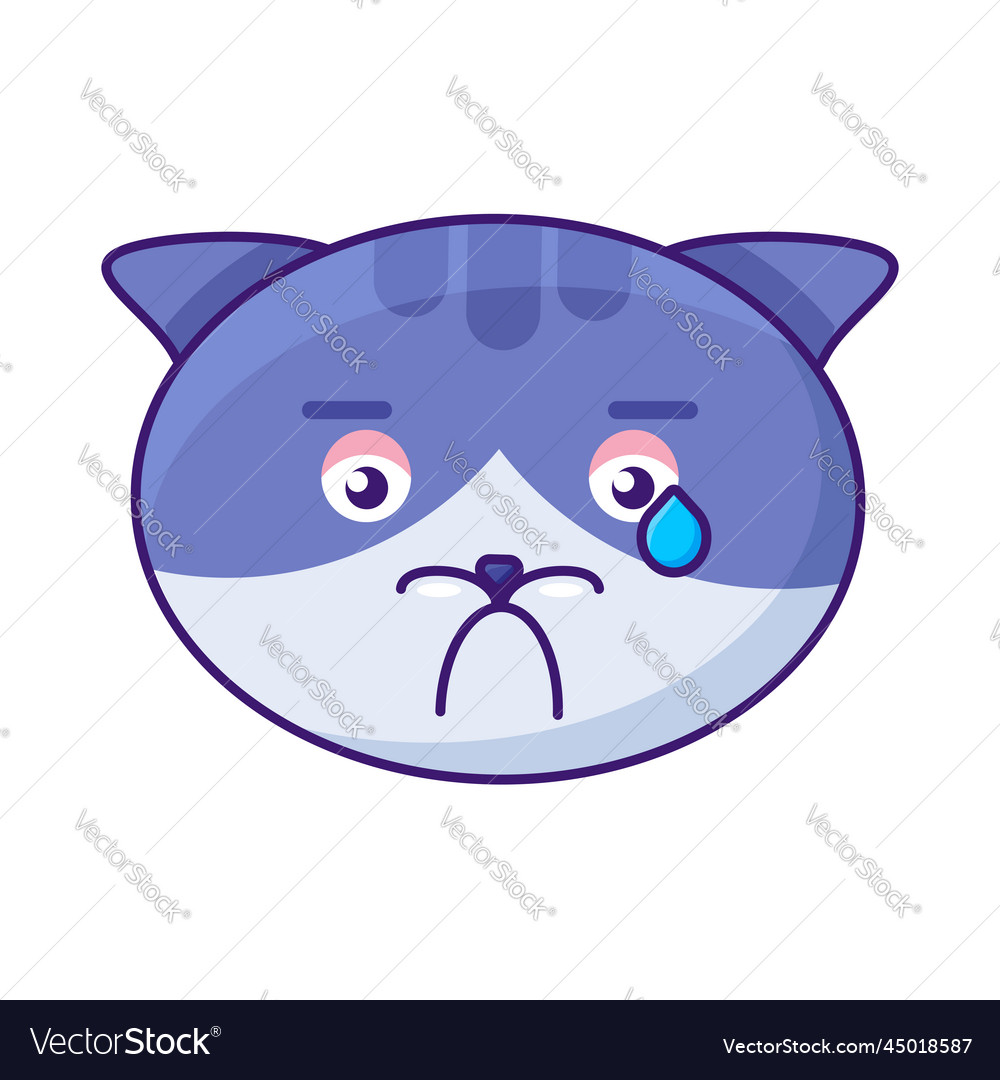 Emojis cat vector set. Cute cats face emoticons and icon in hungry and  crying emotion for signs and symbols isolated in white background. Vector  illustration 3d realistic. Stock Vector