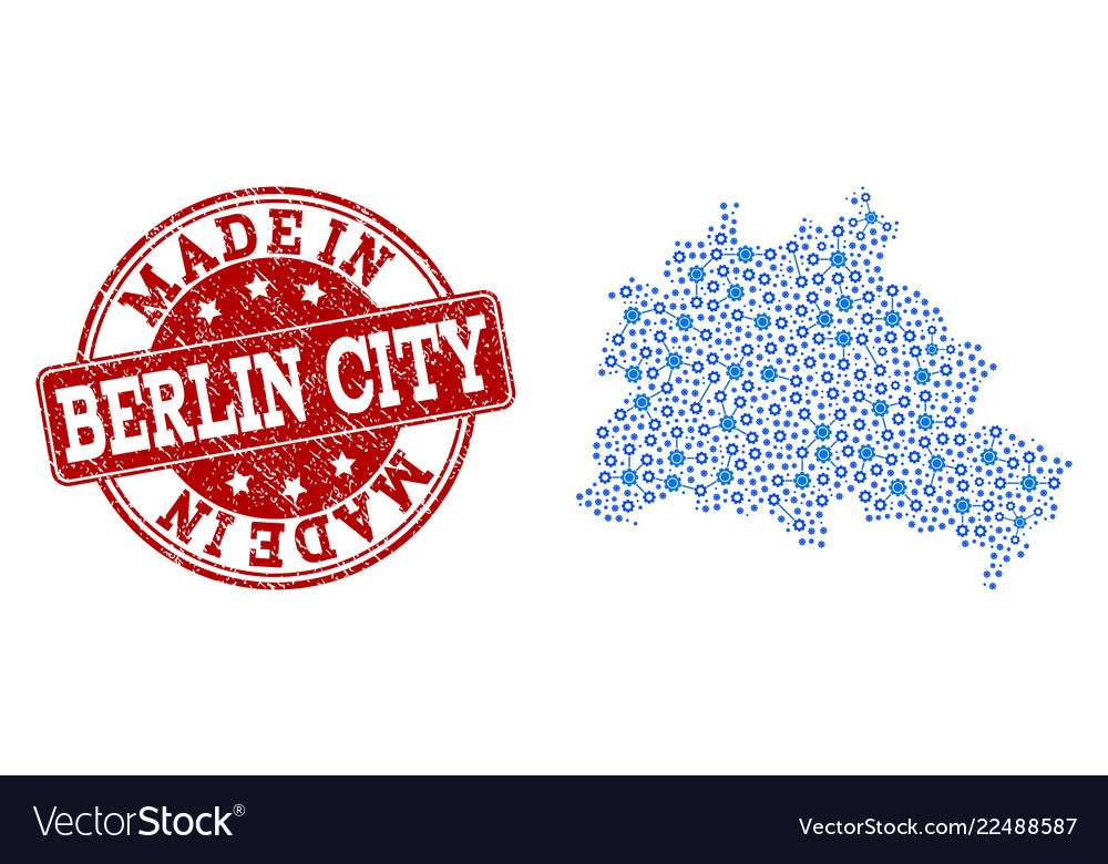 Collage map of berlin city with cog links and made