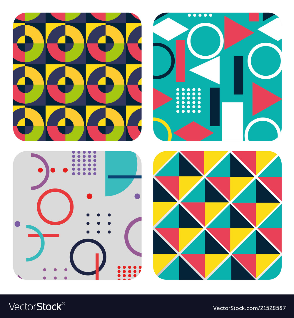 Figures geometrics and colors set backgrounds vector image Figures geometrics and colors set backgrounds
