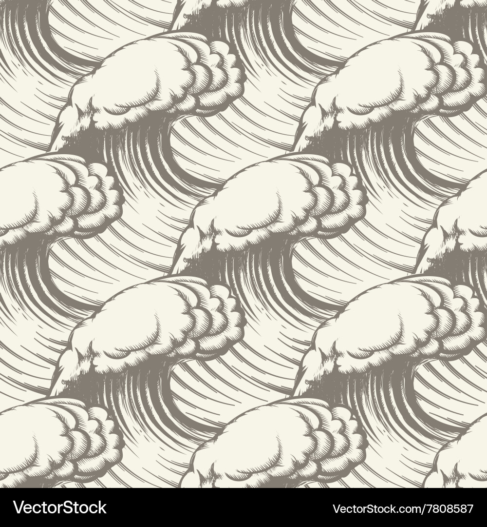 Hand drawn wave seamless pattern Royalty Free Vector Image