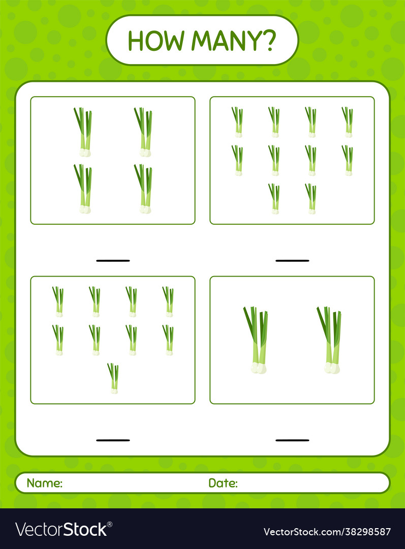 How many counting game with spring onion vector image How many counting game with spring onion