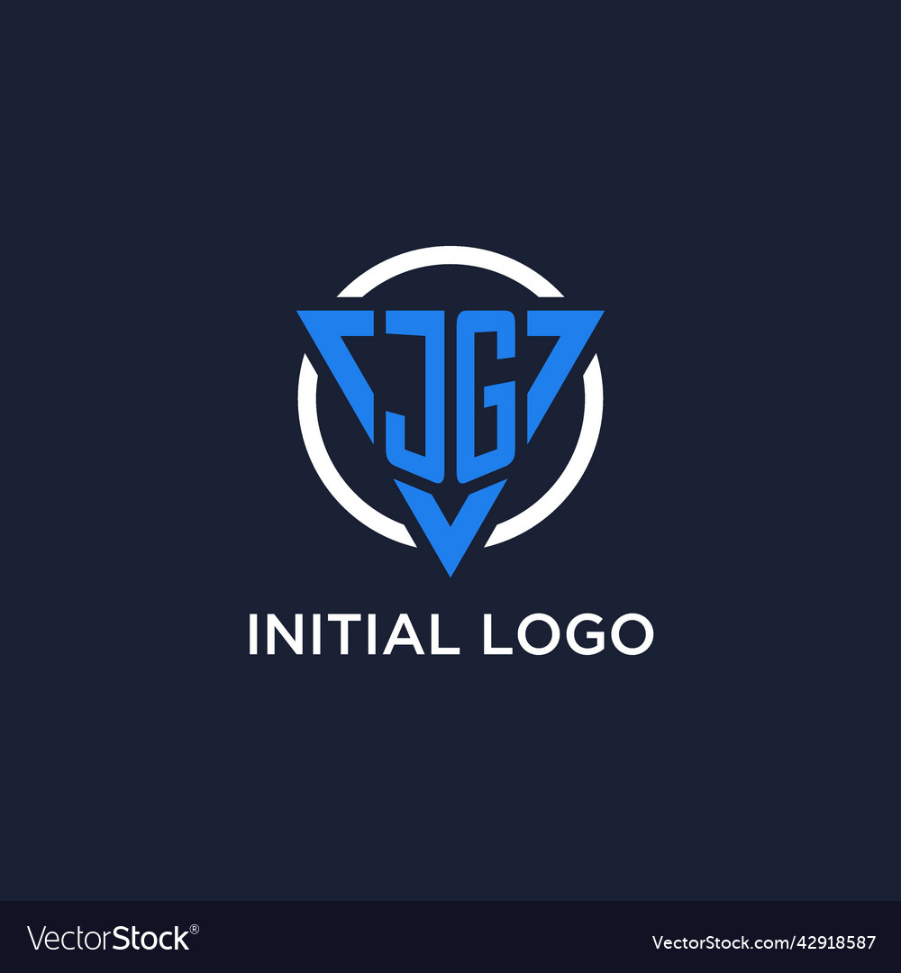 Jg monogram logo with triangle shape and circle