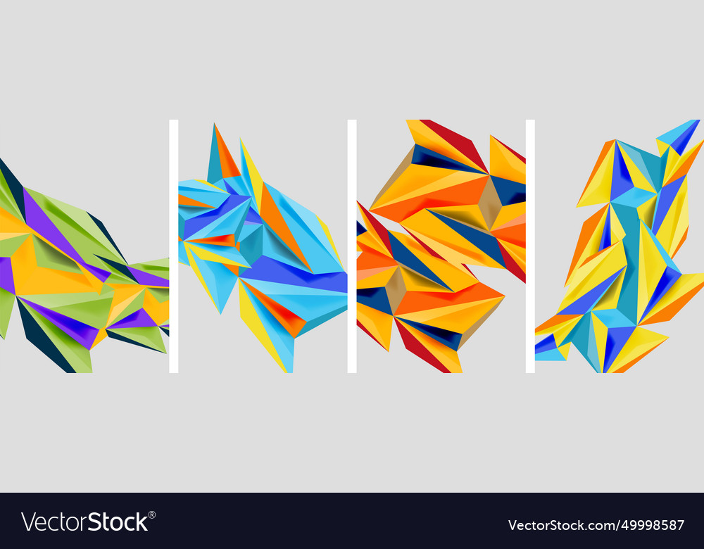 Set of mosaic triangle pattern abstract posters