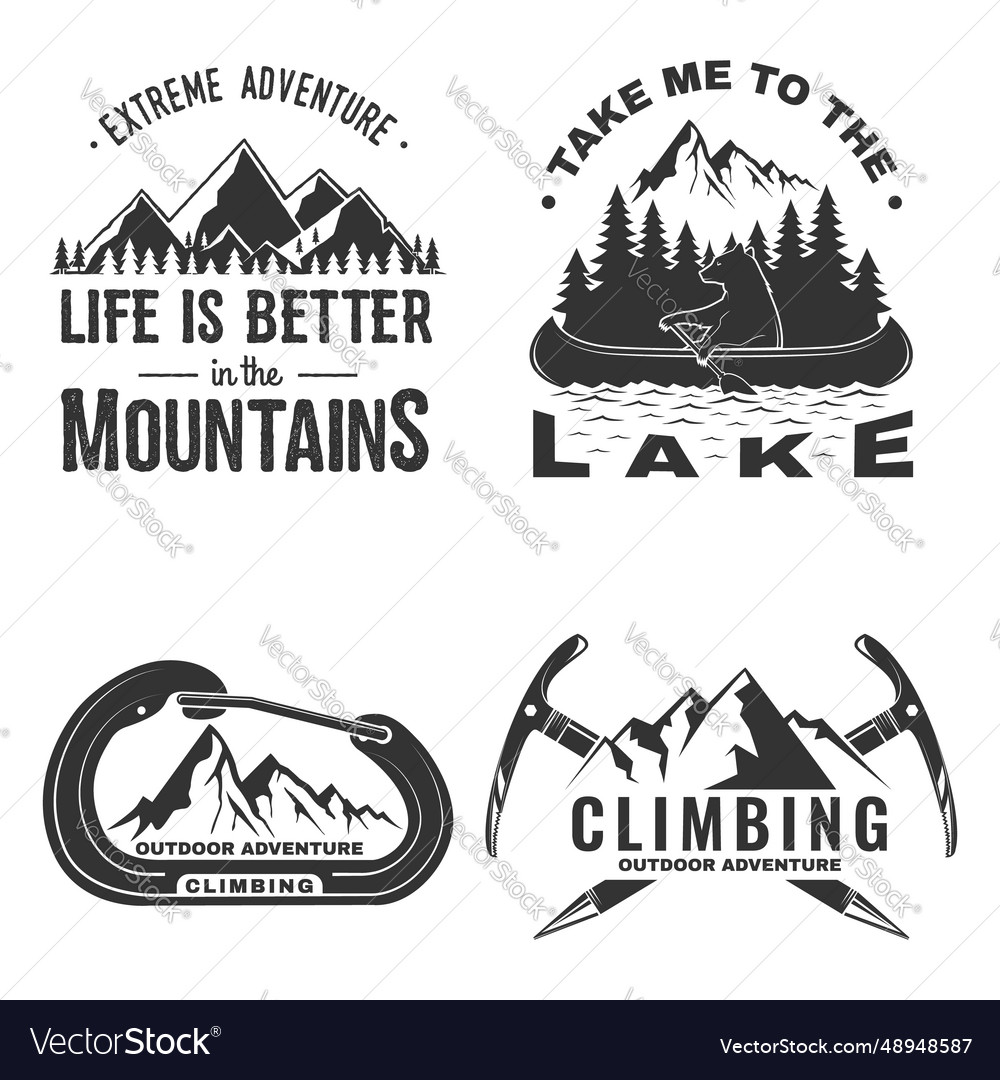 Set of outdoor adventure badge sticker Royalty Free Vector