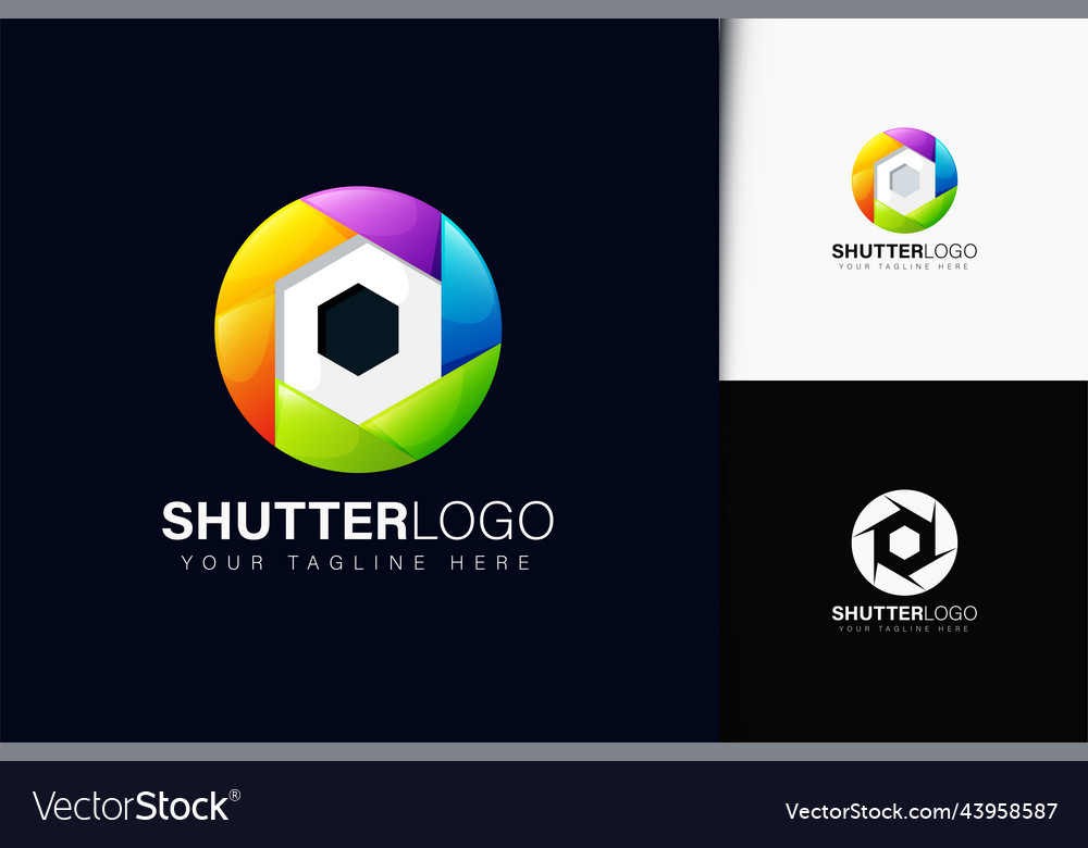 Shutter camera logo design with gradient vector image Shutter camera logo design with gradient