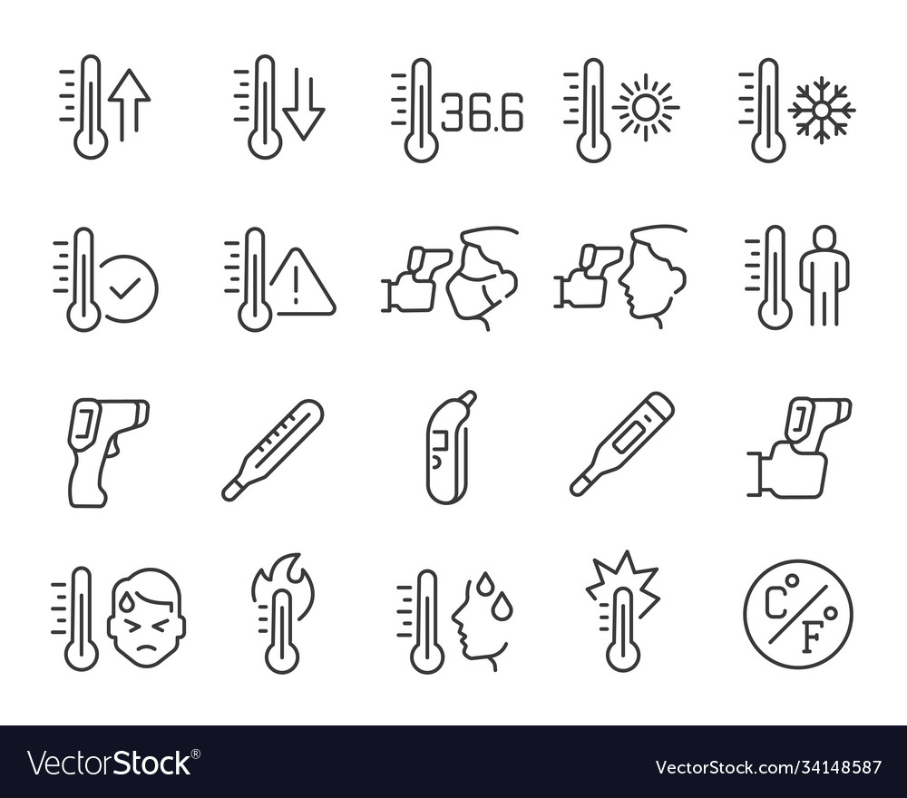 Temperature icons set collection linear simple Vector Image