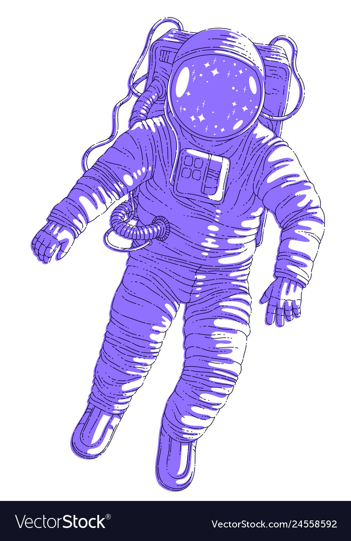 Astronaut in spacesuit floating weightlessness vector image Astronaut in spacesuit floating weightlessness