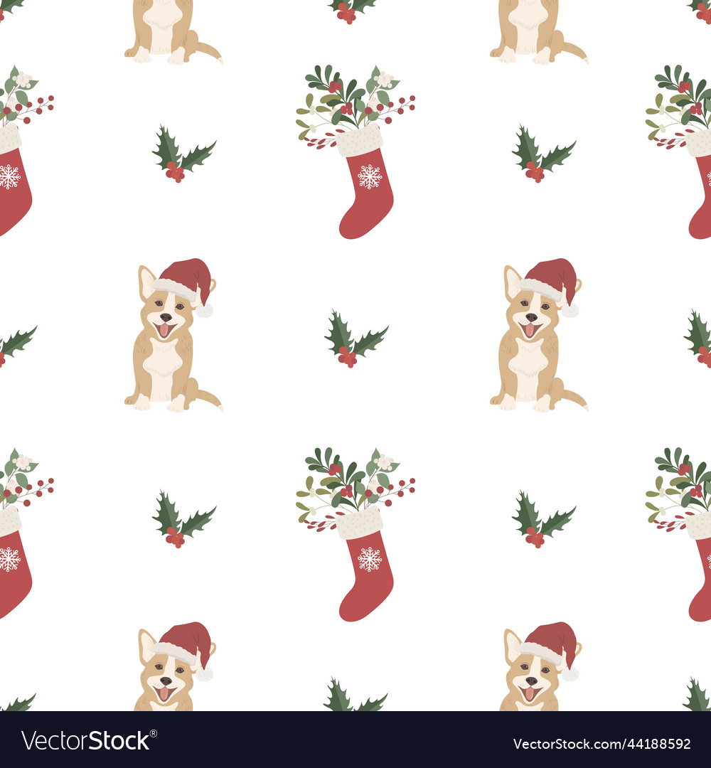 Christmas seamless pattern with white background