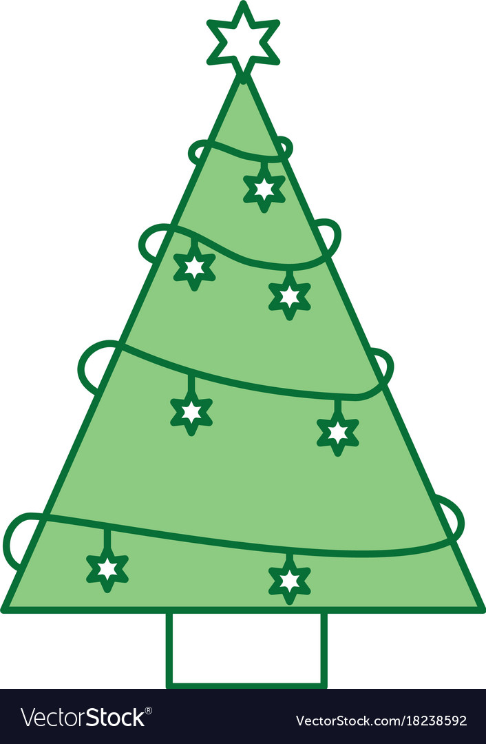 Christmas tree pine star decoration ornament Vector Image