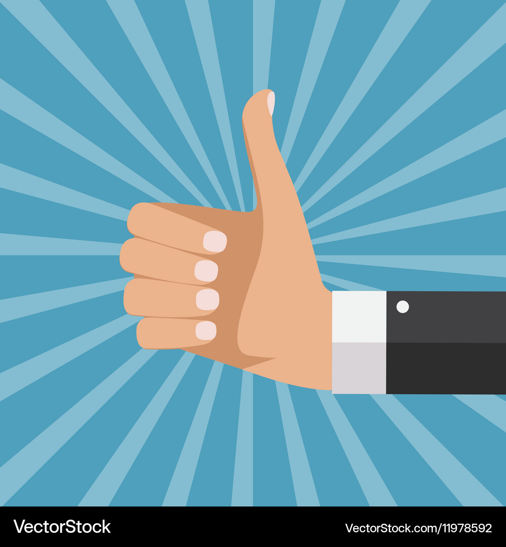 Flat design thumbs up background Royalty Free Vector Image