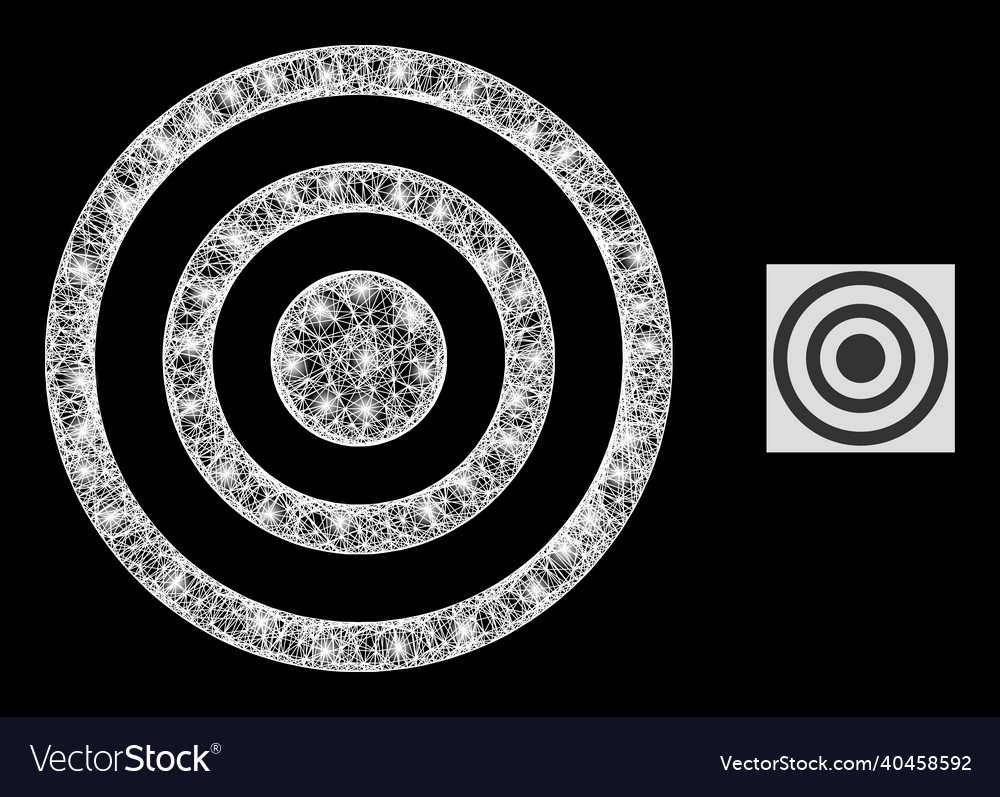 Glitter linear mesh concentric circles icon vector image Glitter linear mesh concentric circles icon