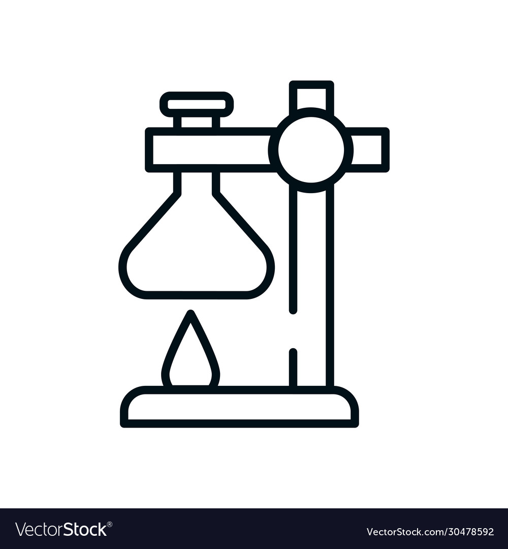 Laboratory burner with flask icon line style vector image Laboratory burner with flask icon line style