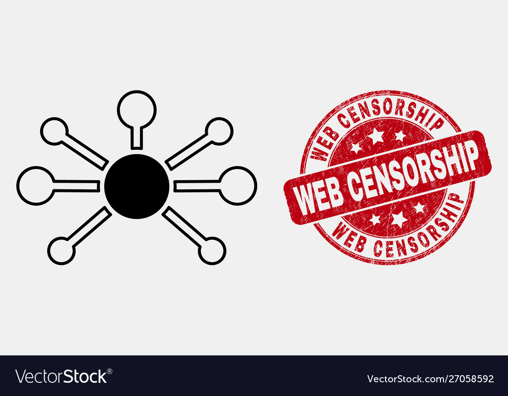Linear node links icon and grunge web vector image Linear node links icon and grunge web